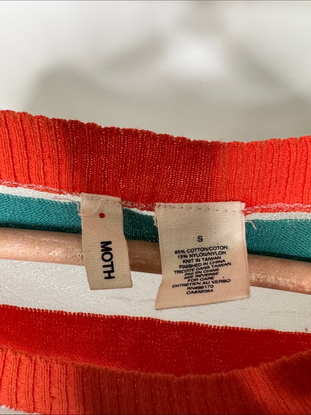 Moth Colorful Striped Short Sleeve Knit Top - S Multicolor - Picture 2 of 5